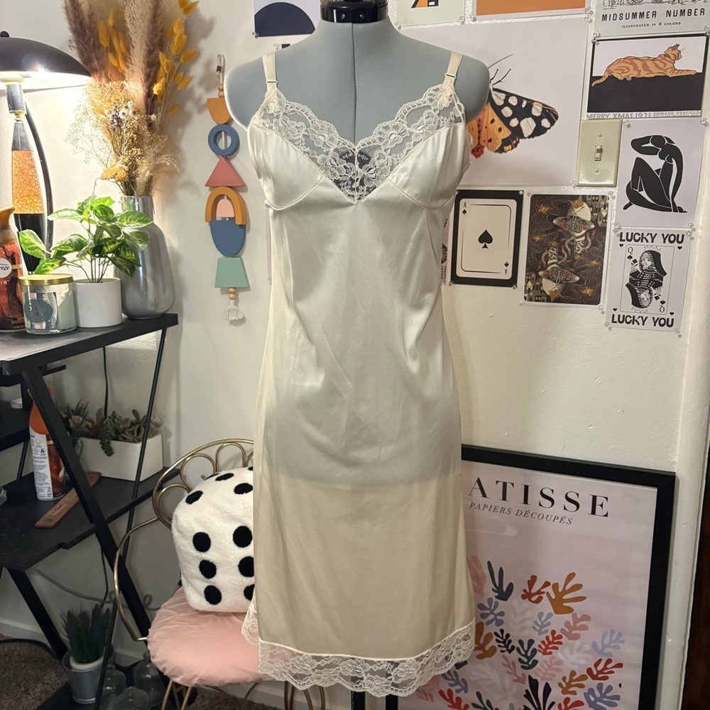 Vintage Body Lites Satin & Lace Slip • XS–S